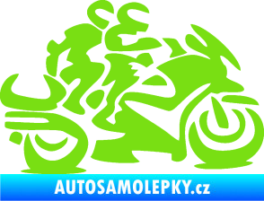 Samolepka Motorkář 009 pravá se spolujezdcem zelená kawasaki