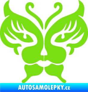Samolepka Motýl 016 kočičí obličej zelená kawasaki