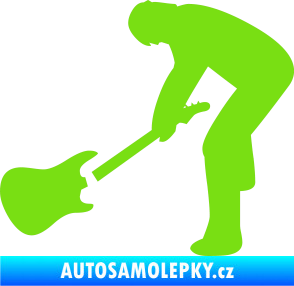 Samolepka Music 007 levá rocker s kytarou zelená kawasaki