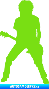 Samolepka Music 010 levá rocker s kytarou zelená kawasaki