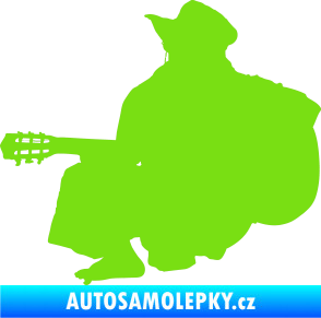 Samolepka Music 014 levá hráč na kytaru zelená kawasaki