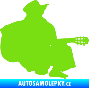 Samolepka Music 014 pravá hráč na kytaru zelená kawasaki