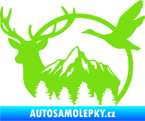 Samolepka Myslivost 002 levá lesní zvěř zelená kawasaki