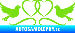 Samolepka Novomanželé 002 holubičky se srdíčky zelená kawasaki