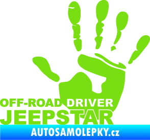 Samolepka Off road driver - Jeep star nápis s rukou zelená kawasaki