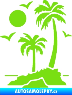 Samolepka Ostrov 002 levá palmy a moře zelená kawasaki