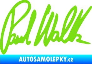 Samolepka Paul Walker 002 podpis zelená kawasaki