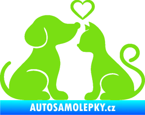 Samolepka Pejsek a kočička 001 levá zelená kawasaki
