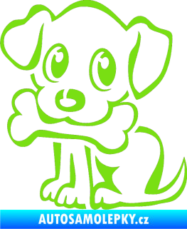 Samolepka Pes 076 levá štěnátko s kostičkou zelená kawasaki