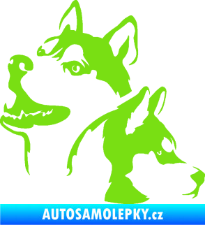 Samolepka Pes 117 levá husky zelená kawasaki