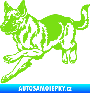 Samolepka Pes 124 levá  německý ovčák  zelená kawasaki