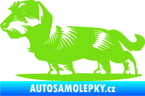 Samolepka Pes 133 levá drsnosrstý jezevčík zelená kawasaki