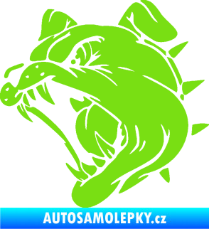 Samolepka Pes 136 levá rozzuřený buldok zelená kawasaki