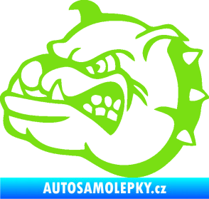 Samolepka Pes 169 levá rozzuřený buldok zelená kawasaki