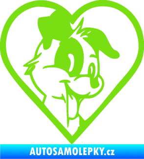 Samolepka Pes 172 pravá v srdíčku zelená kawasaki