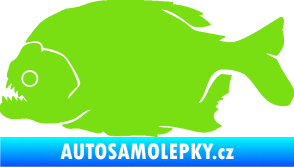 Samolepka Piraňa 001 levá dravá ryba zelená kawasaki
