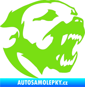 Samolepka Pitbull hlava 001 pravá zelená kawasaki