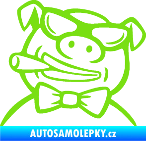 Samolepka Prase 005 levá s doutnikem zelená kawasaki