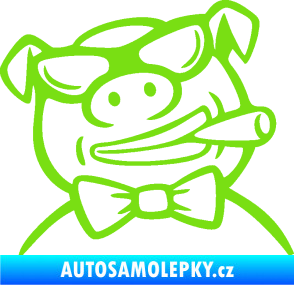 Samolepka Prase 005 pravá s doutnikem zelená kawasaki