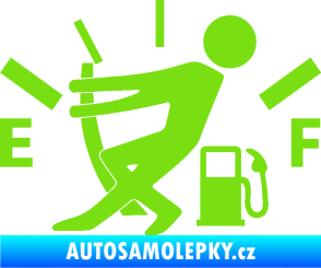 Samolepka Prázdná nádrž 001 palivoměr, varianta s mužem zelená kawasaki