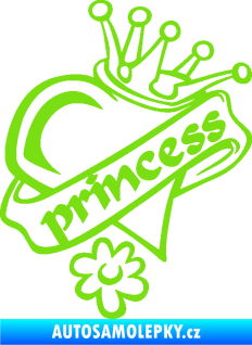 Samolepka Princess nápis v srdíčku zelená kawasaki