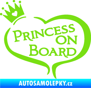 Samolepka Princess on board nápis s korunkou zelená kawasaki