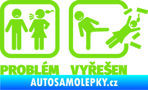 Samolepka Problém? Vyřešen 001 zelená kawasaki