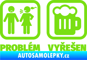 Samolepka Problém? Vyřešen 008 na pivo zelená kawasaki