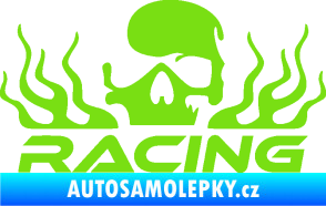 Samolepka Racing nápis s lebkou levá zelená kawasaki
