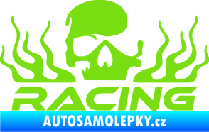 Samolepka Racing nápis s lebkou pravá zelená kawasaki