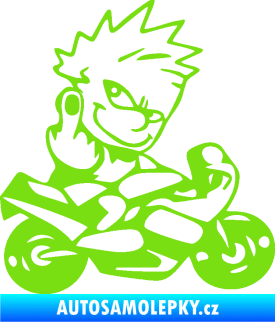 Samolepka Rošťák na motorce pravá f*ck zelená kawasaki