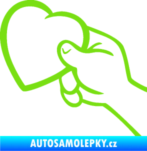 Samolepka Ruka se srdíčkem levá zelená kawasaki