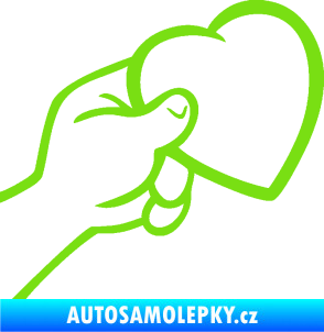 Samolepka Ruka se srdíčkem pravá zelená kawasaki