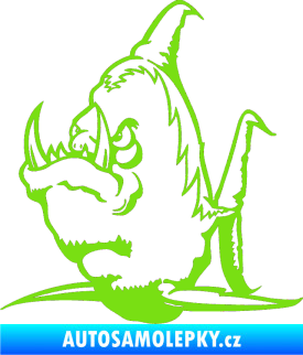 Samolepka Ryba zubatá levá piraňa zelená kawasaki