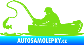 Samolepka Rybář 017 levá rybolov v lodičce zelená kawasaki