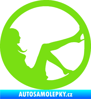 Samolepka Sexy lady 003 pravá v kruhu zelená kawasaki
