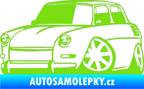 Samolepka Škoda 1000 karikatura levá zelená kawasaki