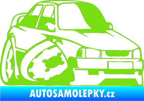 Samolepka Škoda 130 karikatura pravá zelená kawasaki