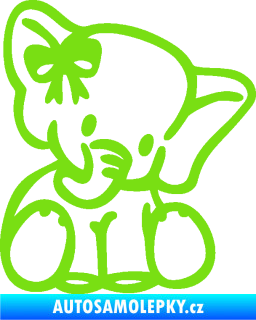 Samolepka Slon 033 pravá slůně s mašlí zelená kawasaki