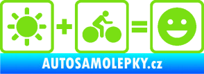 Samolepka Slunce + kolo = veselý smajlík vyjížďka na kole zelená kawasaki