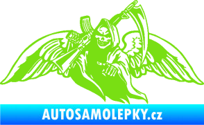 Samolepka Smrtka 016 levá s křídly a kosou zelená kawasaki