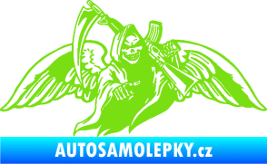 Samolepka Smrtka 016 pravá s křídly a kosou zelená kawasaki