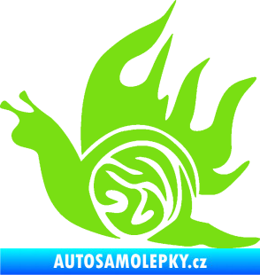 Samolepka Šnek s plameny levá zelená kawasaki