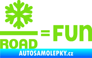 Samolepka Snow road fun nápis s vločkou zelená kawasaki