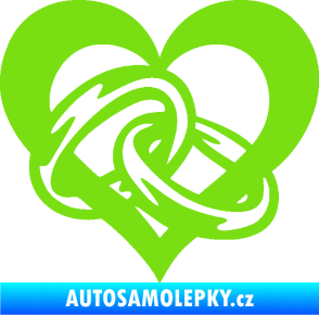 Samolepka Snubní prstýnky v srdíčku pravá zelená kawasaki