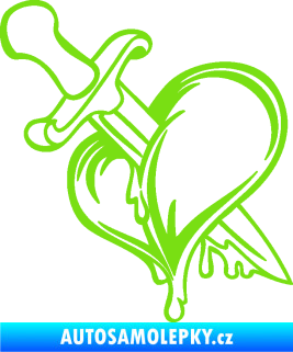 Samolepka Srdce propíchlé dýkou levá zelená kawasaki