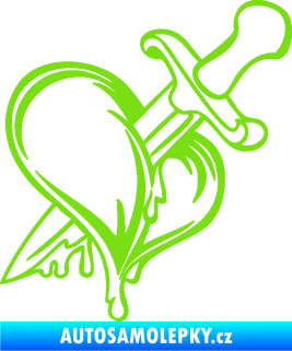 Samolepka Srdce propíchlé dýkou pravá zelená kawasaki