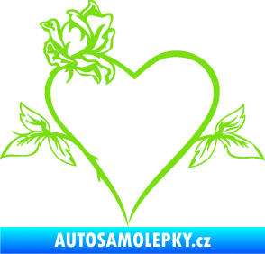 Samolepka Srdce s růží levá zelená kawasaki