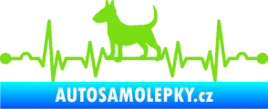 Samolepka Srdeční tep 008 levá pes bulteriér zelená kawasaki