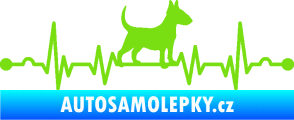 Samolepka Srdeční tep 008 pravá pes bulteriér zelená kawasaki